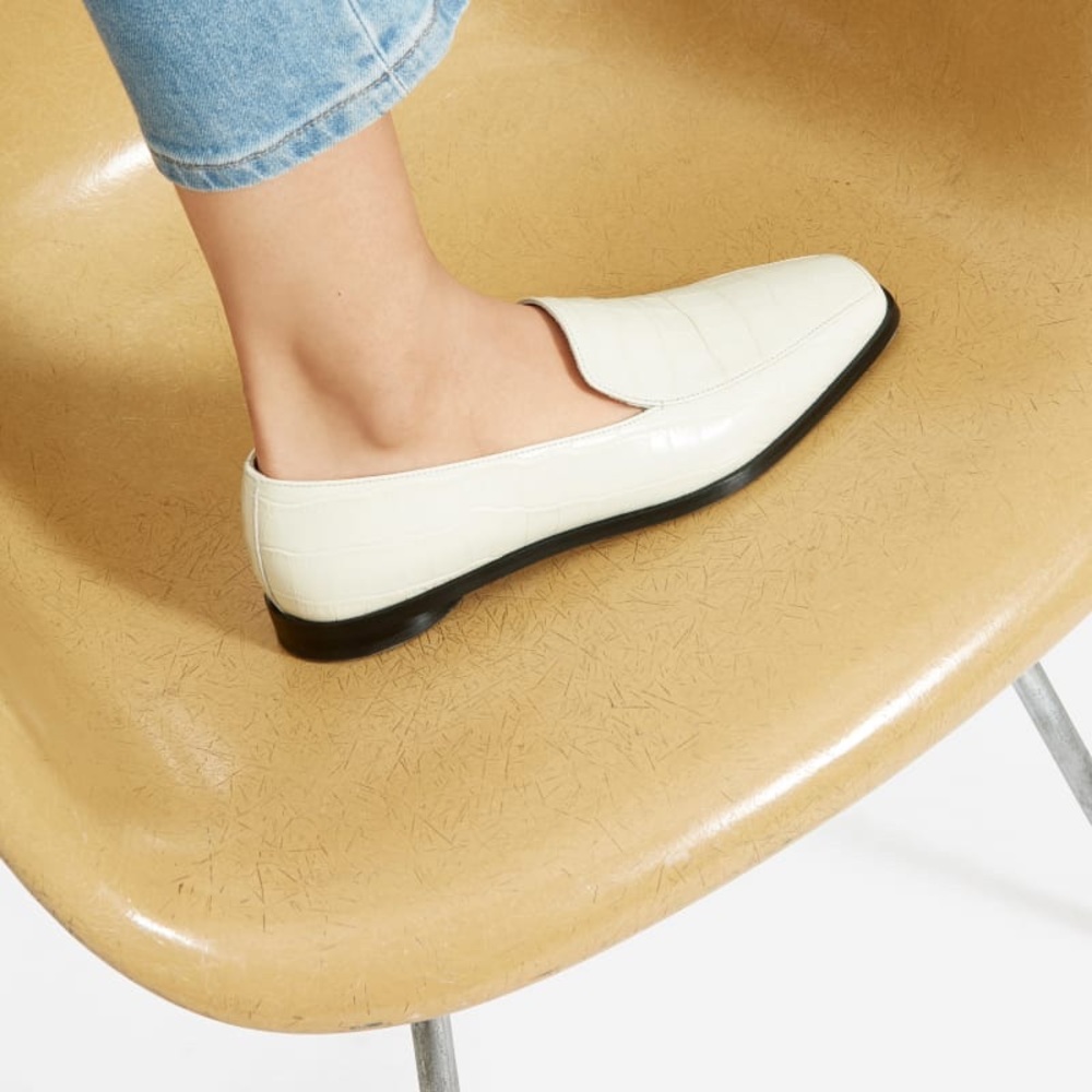 Everlane Bone Croc Embossed Leather 90s Loafer